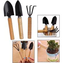 Kit 3 Peças para Jardinagem Conjunto Mini Ferramentas Jardim Vaso Planta Horta Cultivo - Preto - Visão 3