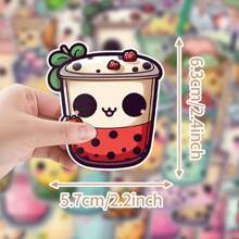 50pcs Bubble Tea Faux Pearl Design Cartoon Stickers, Vinyl Glossy Self-Adhesive Decals, Suitable For Decorating Luggage, Skateboards, Phone Cases, Diaries, Notepads, Desktops, Cabinets, Helmets For Adults And Teenagers, School Supplies,Back To School