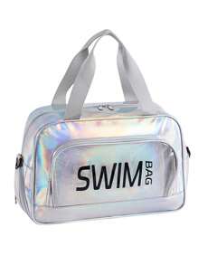 1 Peça Bolsa Grande de Moda Simples com Capacidade Ampla, Bolsa Transversal de Compartimento Único, Bolsa Separadora de Seco e Úmido, Bolsa Multibolso com Bolso Visível, Bolsa a Prova d'Água a Laser para Praia, Viagem Curta, Negócios, Viagem, Natação, Fitness, Praia, Armazenamento, Esportes, Fitness, Multiuso para Carregar Roupas, Sapatos, Cosméticos, Bolsa de Viagem, Necessidades de Viagem, Férias, Verão, Volta às Aulas, Bolsa Escolar, Bolsa Impermeável para Artigos de Higiene Pessoal
