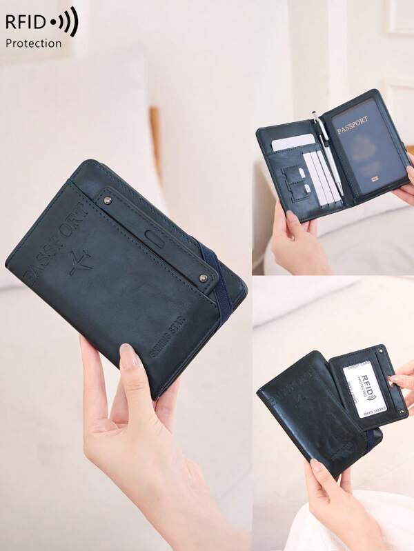 [RFID Passport Holder] Vintage European & American Style Passport Cover Wallet Unisex Travel Document Protector, Handy Airport Essential, Multi-Function Passport Card Case, Holiday Gift