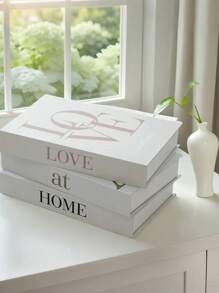 3PCS LOVE AT HOME - Fashion Home Decoration Books, Creative Living Room Desktop Decorations, Windowsill Wall Decoration Book Models, Suitable For Rooms, Kitchens, Bedrooms, Offices, Desks, Birthday Parties, Holiday Parties, Weddings, Celebration Parties, Teacher Gifts, Artificial Flower Decoration Tray Bases, Graduation Teacher Gifts Holiday Accessories Decoration Mariage Champetre Decoration Maison 2PCS/1PC