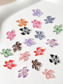 10/30/50/100 piezas Decoraciones de uñas con flores de colores mezclados, accesorios de arte de uñas 3D DIY