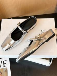 Xin Jing Shoes Fall/Winter Women's Fashion Rhinestone Flower Strap Flat Comfort Commuting Casual Shoes With Hidden Wedge Heel