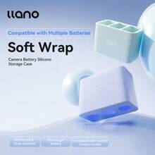 Llano 3-Slot Camera Battery Silicone Storage Case Shockproof Drop-Resistant Universal Fit For NP-FW50, NP-W126S, LP-E17, EN-EL25, Etc.