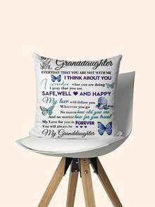 1 pieza Funda de cojín decorativo con carta de la nieta a los ancianos - Diseño de impresión de carta cómoda, tela suave de felpa de poliéster, impresión unilateral - 3 opciones de tamaño (no incluye relleno del cojín) - Multicolor - Ver 6