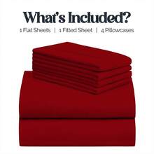 Slay Your Sleep: Cloud-Soft Cooling Bamboo Blend Sheets – 6-Piece Set W/ Deep Pockets – Breathable, All-Season Bedding, No Wrinkles, No Stress, Cozy Vibes Only – Twin, Full, Queen, King, Cal King - 酒紅色 - 查看 3