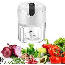 Electric Mini Garlic Chopper,Food Processor,Portable Cordless Garlic Mincer Masher,Meat Grinder With USB Charging For Vegetable,Chili,Fruits,Ginger,Baby Food,Seasoning 250ml(White)