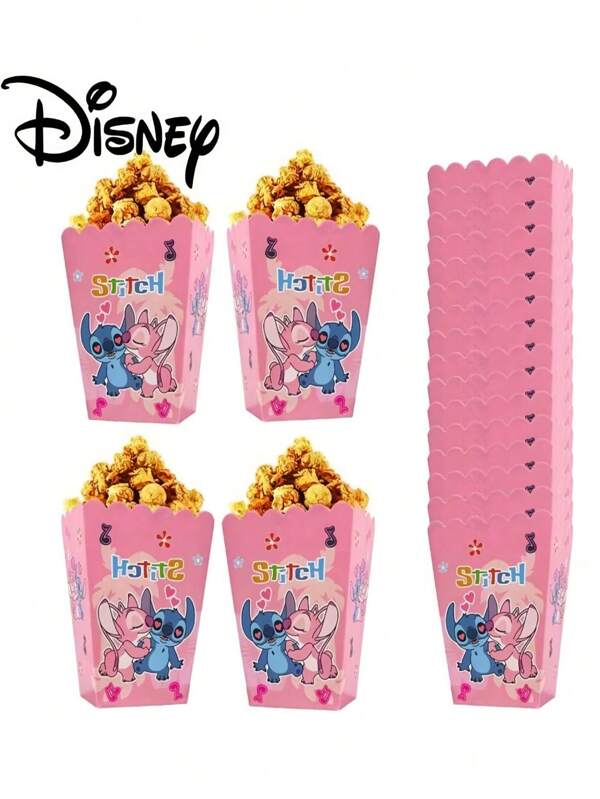Disney Disney 6pcs/12pcs Stitch Design Disposable Popcorn Bucket, Stitch Themed Snack Candy Box, Foldable Cake Decor For Christmas, Halloween, Birthday, Mother's Day, Graduation Party