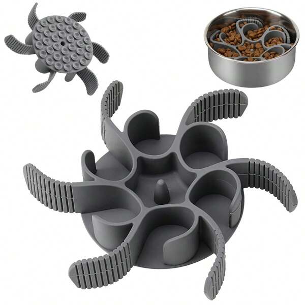 Mangeoire lente pour chiens, insert en silicone en spirale, ralentit la vitesse d'alimentation des chiens de grande, moyenne et petite taille, s'adapte parfaitement aux gamelles en acier inoxydable et en vitrocéramique (gris)