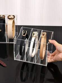 1pc Multi-Size Transparent Belt/Chain/Necktie/Headband Organizer Box, Detachable Assembly, Suitable For Daily Wardrobe Storage, Dresser Drawer, Jewelry And Accessory Organization, Multi-Functional Storage Box - Multicolor - View 8