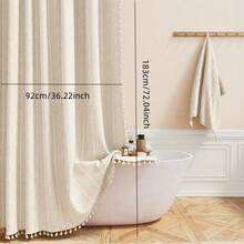 Bộ rèm tắm phong cách nông trại Boho kèm móc, rèm tắm vải lanh sọc siêu bền cho phòng tắm, rèm tắm phong cách đồng quê mộc mạc cổ điển chống thấm nước kèm tua rua, quà tặng Valentine cho nữ, sinh nhật, bạn trai, bạn gái, trang trí phòng tắm tại nhà, phụ kiện phòng tắm, trang trí mùa thu, trở lại trường học - Nhiều màu - Xem 21