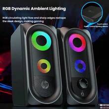 HP Altavoz para juegos RGB, altavoz USB para computadora, subwoofer, escritorio, portátil, transmisor universal, efecto de iluminación, juego de escritorio, artefacto de audio y video, DHE-6001 negro