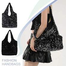 Tote Bag For Women Blingbling Sequin Shoulder Bag Hobo Bag Luxury Designer Handbag Slouchy Underarm Bag For Work Travel Shopping