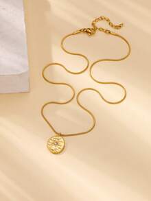 1 件奢华锆石太阳圆形吊坠项链女式不锈钢金色链条项链 2025 新款情侣珠宝礼物 - 彩色 - 查看 4