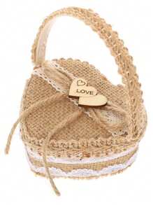 1PC New Handheld Huangma Cloth Ring Box Western Wedding Flower Girl Handheld Ring Pillow Valentine's Day Confession