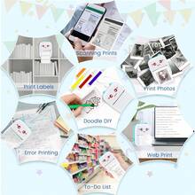 迷你贴纸打印机，带迷你打印纸卷的便携式热敏打印机，兼容 iOS 和 Android 的无墨打印机，可自由裁剪的小型袖珍打印机，可用于记录笔记、图片、标签、备忘录，是送给家人和朋友的绝佳礼物