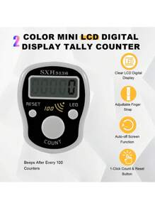Contador de dedos con clic manual digital, 5 paquetes de contadores de puntadas de tejido a mano con dígitos restablecibles, pantalla LCD electrónica de visualización digital para filas, personas, puntuación, inventario, ganchillo