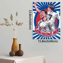 1pc Framed  Son Heung-Min Football Star Canvas Poster,  Wall Art, Vibrant Room Decor For Bedroom, Living Room, Office, Cafe - Sports Themed Illustration, Preppy Room Decor - Framed - View 3