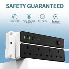 25 New Multi-Functional Circular Power Boards/Sockets/Sockets, 24-Hour Timer Function, With 4 Power Sockets, Matched With (3 USB-A) (3 TYPE-C), Equipped With 2m/6ft Power Cord, Suitable For Home/Office/Kitchen/Manual Timer Use. - UK Plug(220-240V) - View 4