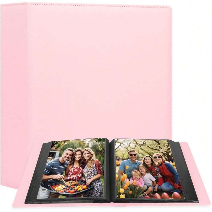 New-88 8x10 Photo Album 152 Pockets Holds 152 Photos, Large Capacity Lear Cover Family W Baby Photo Book For 8 X 10 Pictur, Photo Album 8x10 Black Inner (Pink) - 粉色 - 查看 1