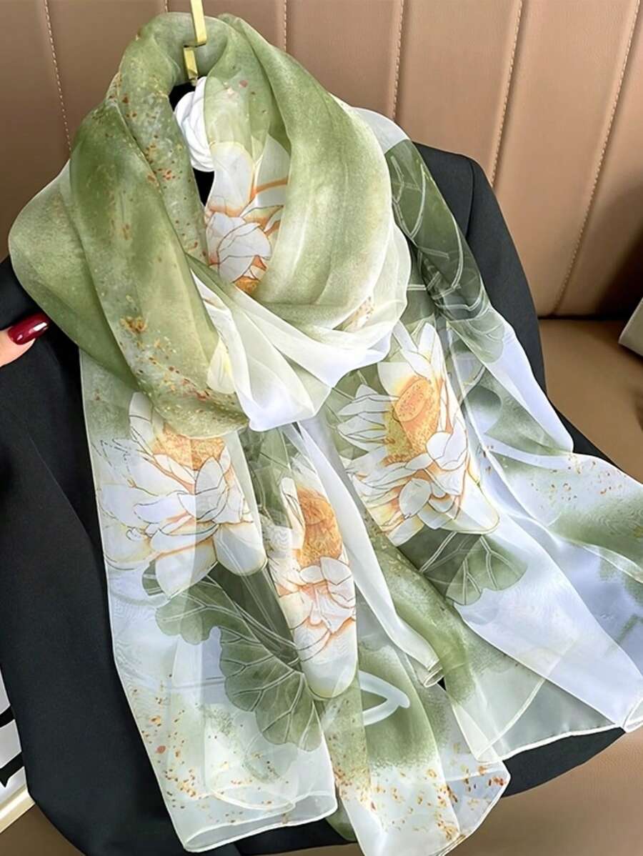 1pc Soft Chiffon Scarf For Women, New Summer Neck Wrap Design, Fashionable Oversized Shawl Accessory
