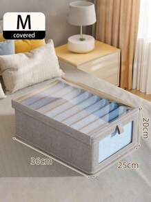 1 pieza Caja de almacenamiento de ropa con tapa, organizador de cajón de armario para ropa y pantalones, caja de visibilidad transparente con capas