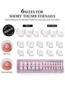 150 片短方形棕色/粉色/按压式凝胶指甲贴，15 种尺寸可选，短款法式哑光假指甲，适合装饰女士和女孩的脚趾甲 美甲用品 美甲 - 白色 - 查看 5