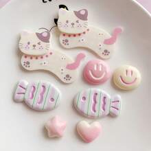 可爱猫咪和鱼沙滩鞋装饰，树脂鞋花鞋扣凉鞋 DIY 配件，果冻鞋，花园鞋鞋配件，完美礼物