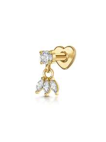 S925 纯银平背唇钉耳环 16G 紫水晶耳钉耳屏耳环海螺耳环叠戴耳环