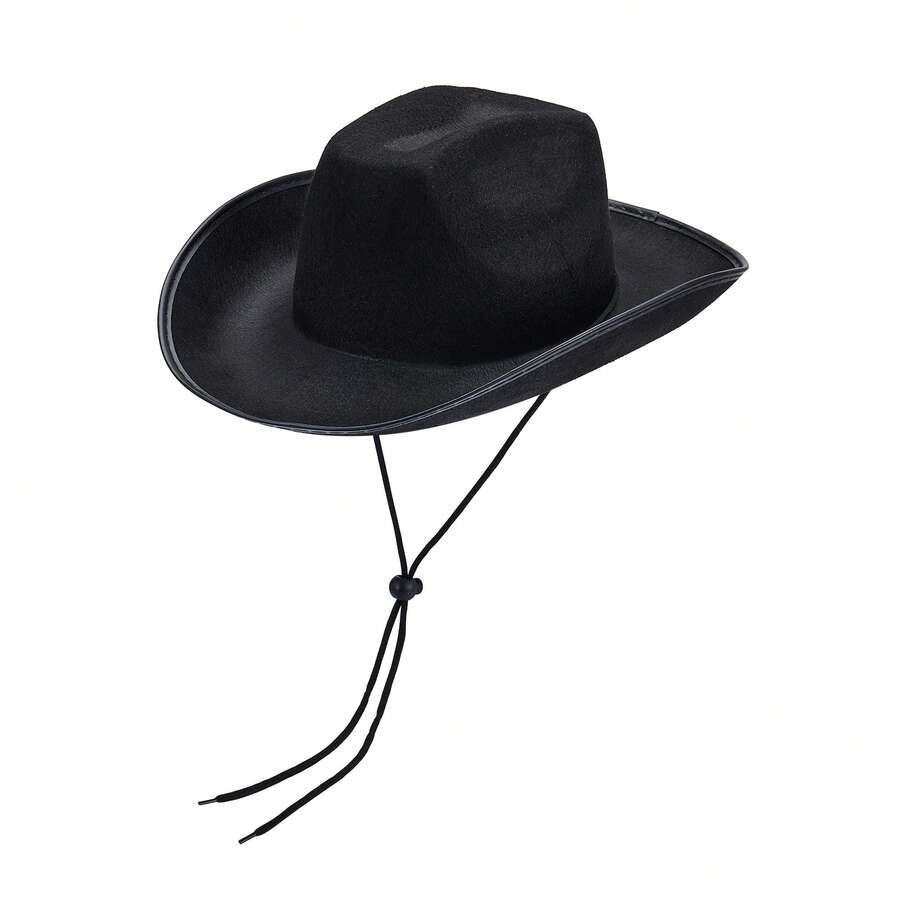 Women Men Cowboy Hat Classic Roll Up Brim Fedora Cowgirl Hat Western Cowboy Hat Stage Performance Hat - 黑色 - 查看 1
