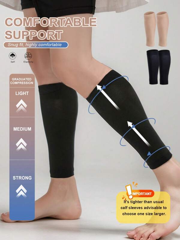 Comfortable Calf Compression Sleeve 15-20mmHg For Sports, Nurses, Travel And Flight, Footless Compression Socks For Unisex