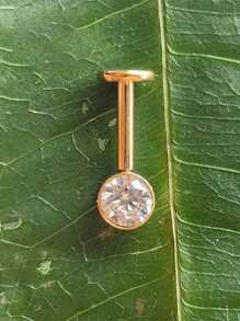 1 pieza Pendiente de cartílago con rosca interna, joya corporal con piercing de titanio G23 de 16G con un solo cristal de circonita vertical redondo