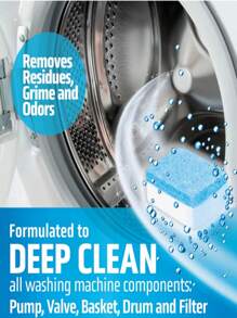 1 pieza Limpiador/Descalcificador para lavadora y lavavajillas - Pastillas de limpieza profunda para lavadoras de carga frontal y superior de alta eficiencia, desodorizante séptico, limpia el tambor interior y el sello del tanque de lavandería