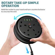 BoLick New Multifunctional Power Board/Power Socket/Strip Plug, Equipped With 4 Power Sockets, Matched With (2 USB-A) (2 TYPE-C), 2m/6FT Power Cord/Automatic Short Circuit Protection Function/Suitable For Home, Office, Kitchen, Garage, Outdoor. - UK Plug(220-240V) - View 3