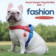 柔软网状加厚尼龙狗背带可调节宠物背带抗拉背心适用于中小型犬反光狗胸带法国斗牛犬