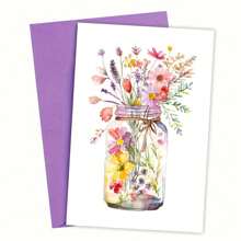 1PC Watercolor Flowers Greeting Cards, Flowers Floral Botanical, Lank Cards, Olded Stationery, For Every Occasion, Bestie Gift For Easter, With Envelope