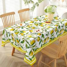 1 pièce Nappe citron et fleurs - Nappe en polyester jaune vif et verte avec motifs de citrons et de fleurs, imperméable, résistante aux taches, nappe épaisse réutilisable, idéale pour l'été, la maison, la cuisine et les fêtes de salle à manger, beau cadeau, fabriquée à la machine, rectangulaire, nappe de fête | Nappe florale | Nappe en polyester, décoration thème citron - Multicolore - Voir 14