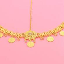 1pc Faux Crystal Coin Pattern Hair Accessory, Metallic Headpiece Suitable For Women's Daily Wear And Party - Gold - View 5