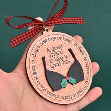 3styles Friendship Gifts For Women Friends, 'A Good Friend Is Like A Good Bra', Funny Double-Layer Wooden Ornaments, Birthday Gifts For Good Friends, Holiday Gifts, Home Decoration, Christmas Tree Decoration - Multicolor - View 4