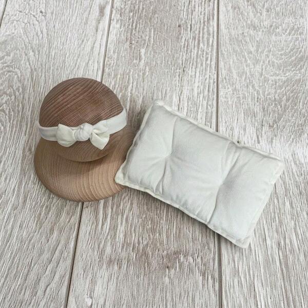 2 piezas de almohadas posicionales y diademas de lazo, accesorios de fotografía suaves de terciopelo para recién nacidos, almohadillas de cojín rectangular de unicolor como regalo para baby shower y necesidades del bebé