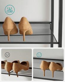 Étagère à Chaussures à 8/12 Niveaux, Étagère à Chaussures Empilable, Étagère de Rangement en Métal, Planches Réglables, 30,7 x 92,5 x 163,5/30,7 x 92,5 x 223 cm, 32-40/48-60 Paires, Noir - Noir - Voir 6