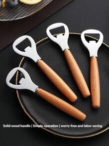 1 pezzo di apriscatole in acciaio inossidabile con manico in legno personalizzato con incisione - design personalizzato del testo, resistente alla ruggine, ideale per matrimoni, compleanni, vacanze, Natale, Festa del papà, regali per gli amanti della birra, accessori per feste, con finitura in legno naturale e costruzione robusta