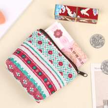 布艺钱包、化妆包、迷你便携式零钱包、卡包、耳机收纳袋、女士帆布束口袋 - 彩色 - 查看 7