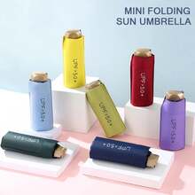 Mini sombrilla de bolsillo, paraguas de vinilo plegable con protección UV, sombrilla de bolsillo, paraguas cápsula zwq - Azul cielo - Ver 1