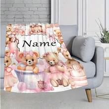 Chăn nỉ hình gấu bông cá nhân hóa - Chăn nhẹ mềm mại và ấm áp, phù hợp với mọi mùa, thiết kế chủ đề màu hồng dễ thương với gấu và bóng bay, có thể giặt bằng máy, tuyệt vời cho gia đình, sinh nhật, cặp đôi, giường, ghế sofa, chăn thân thiện với vật nuôi | Chăn hiện đại | Chất liệu nỉ mềm - Nhiều màu - Xem 6