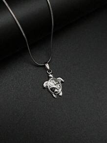 1pc Bohemian Ocean Beach Style Stainless Steel Shark, Fish, Sea Turtle Twirl Pendant Necklace, Luxury Minimalist Fashion Accessory