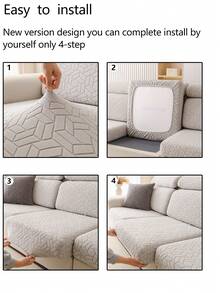 1 Miếng phổ cập Bốn Đàn hồi Bọc ghế sofa Bộ Với Giường đôi Gói hàng Bao gồm Bọc ghế sofa Và Nắp đệm , Chống bụi , Máy giặt được , không phai Và Không rụng lông , Thích hợp Đối với Hình chữ L Và Sofa - Xám - Xem 11