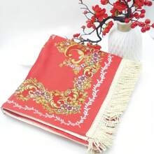 1 pieza Alfombra rayada con adornos de rama 70*110cm, alfombra para el hogar con diseño de bordado de relieve árabe
