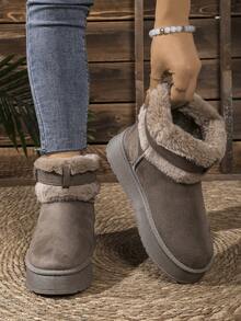 Women Outdoor Snow Boots/Short Boots/Casual Boots/Autumn Winter Boots/Warm Snow Boots/Cute Solid Color Christmas Daily Wear Waterproof Platform Slip-On Warm Snow Boots/Women Fashion Indoor Warm Slippers