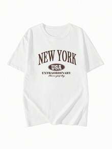 200g Pure Cotton T-Shirt 2025 Summer Ladies New Short Sleeve Pure Cotton Holiday Pattern Short Sleeve Round Neck Couple Wear Small Shirt Tops - 白色 - 查看 4